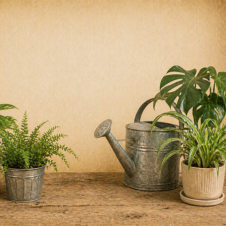 Plants and a watering can
